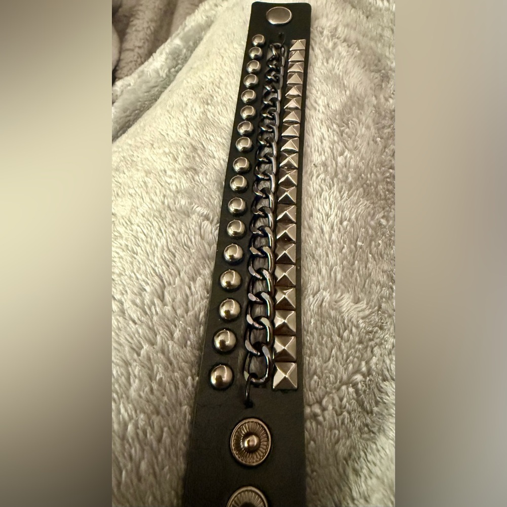 Silver and Black Studded Bracelet Set - Picture 2 of 6